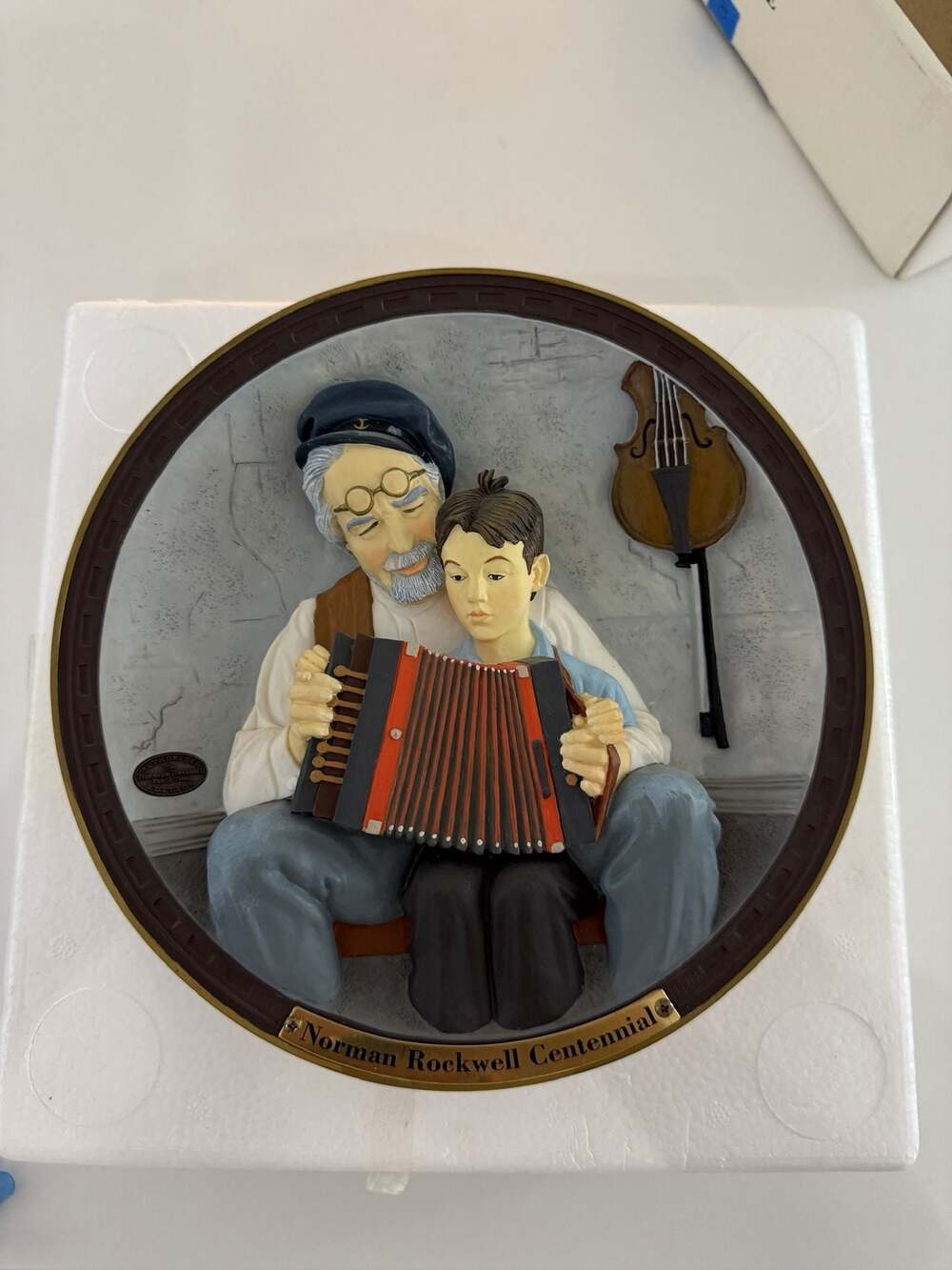 Norman Rockwell Centennial 3D Resin Collector's Plate "The Music Maker"